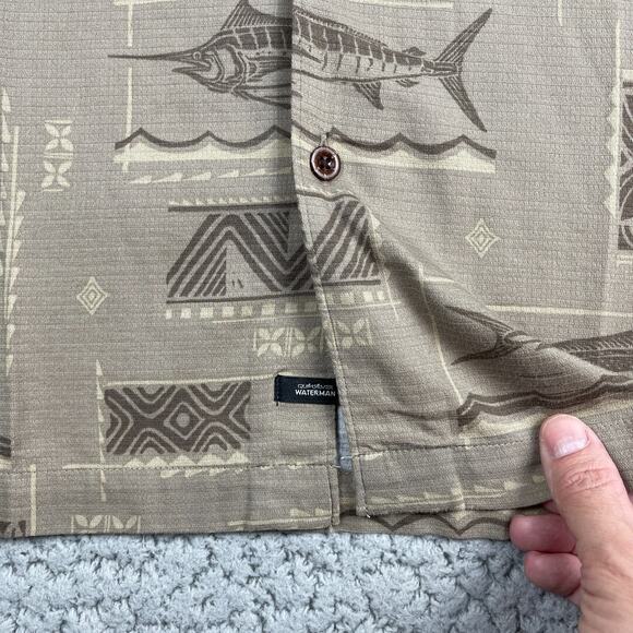 Quiksilver Waterman Big Blue Woven S/S Shirt Comfort Fit Taupe Men's Size XL $74 - Picture 6 of 8